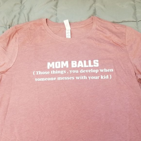Bella + Canvas Tops - Bella + Canvas Graphic Tee Women's Large Mauve "Mom Balls"
